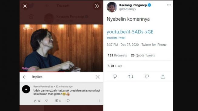 Cuitan Kaesang kesal soal komentar warganet. [Twitter/@kaesangp]