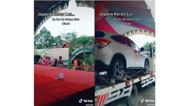 Mahar mobil pada acara pernikahan di daerah Jepara (tiktok.com/@hli106)