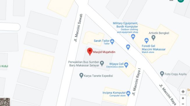 Lokasi Masjid Mujahidin di Jalan Maccini Sawah