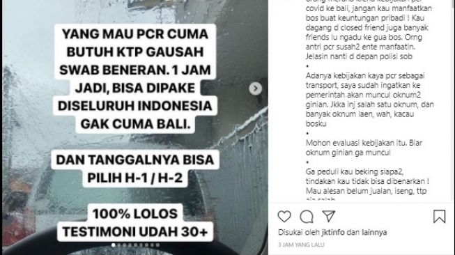 Viral Jual Hasil Tes Swab PCR Palsu, Satgas Covid-19: Pelaku Bisa Dipidana!