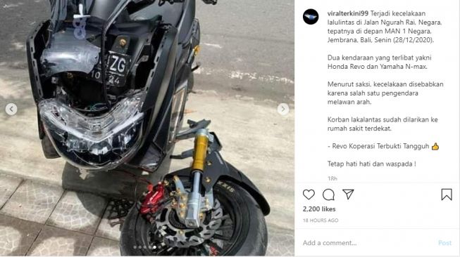 Yamaha NMAX terbelah menjadi dua bagian, kaki-kakinya terpisah dari bodi (Instagram)