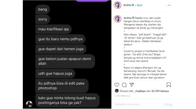 Setelah Dibombardir Warganet, Oknum Penjual Surat PCR Beri Klarifikasi!