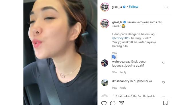 Potret tunggangan mewah Gisel saat menikmati perjalanan (Instagram)