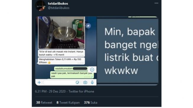 Viral! Hitung Biaya Watt Kompor Listrik, Bapak ini Jadi Idaman Warganet