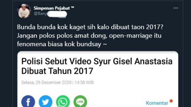 Cuitan tentang open marriage Gading dan Gisel (Twitter)