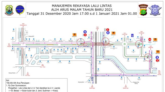 Rekayasa Lalu Lintas Penutupan Jalan pada Malam Tahun Baru Bekasi