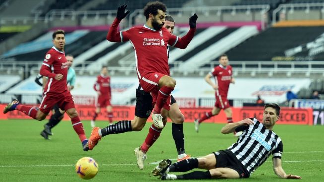 Suasana laga Liga Inggris 2020/2021 antara Newcastle United vs Liverpool di St. James' Park, Kamis (31/12/2020) dini hari WIB. [PETER POWELL / POOL / AFP]