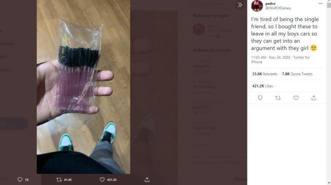 Kesal Menjomblo, Pria Ini Buat Rencana Agar Temannya Putus (twitter.com/@WolfOfDallass)