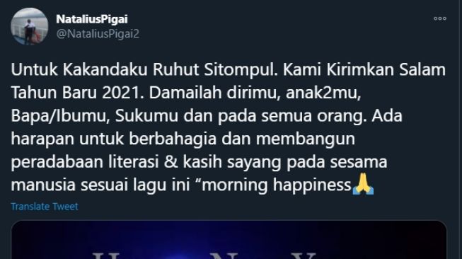 Natalius Pigai Beri Pesan Tahun Baru ke Ruhut Sitompul (Twitter).