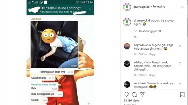 Bikin Heran, Anak Pelanggan Taksi Online Ini Tertinggal dalam Keadaan Tidur