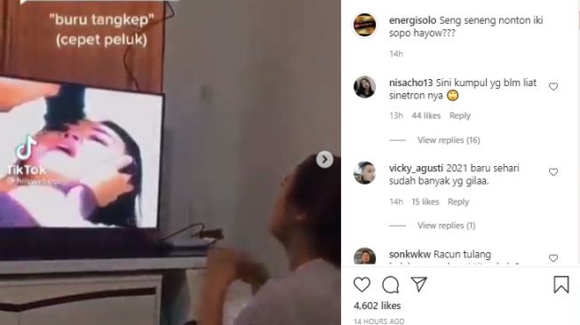 Video para wanita yang histeris saat menonton sinetron. - (Instagram/@energisolo)