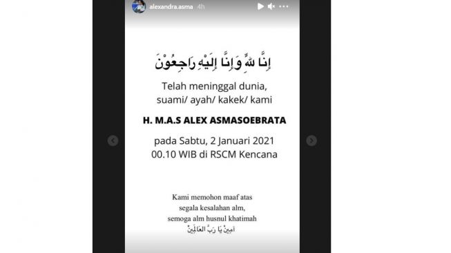 Legenda balap Indonesia Alex Asmasoebrata meninggal dunia hari ini (Instagram)