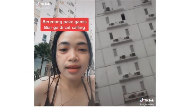 Perempuan ini jadi korban catcalling saat sedang berenang (tiktok.com/@virginiasilvag)