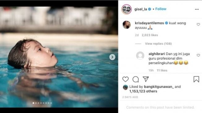 Komentar Krisdayanti di Unggahan Gisel [jepteran instagram]