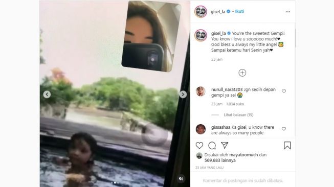 Postingan Gisell video call dengan Gempi. [Instagram]