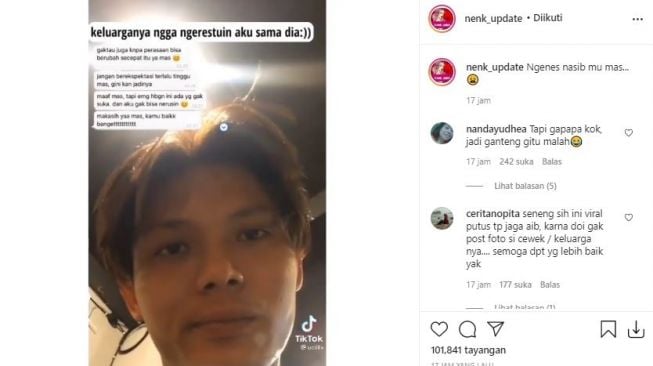 Viral kisah pria rela potong rambut demi pacar. (Instagram/nenk_update)