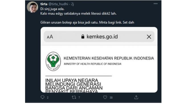 Dokter Tirta sindir anak muda yang tolak vaksinasi dan suruh melek literasi (twitter.com/tirta_hudhi)