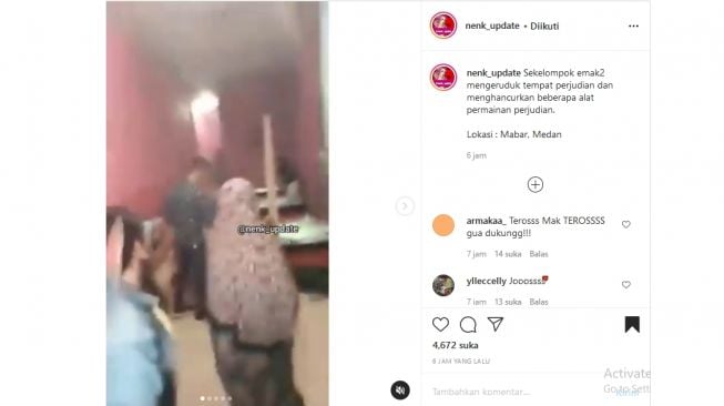 Viral! Emak-emak Mengamuk, Serbu dan Musnahkan Tempat Perjudian di Medan!