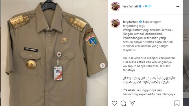 Kembali Ngantor Usai Kena Covid, Istri Pamer Seragam Dinas Anies di IG