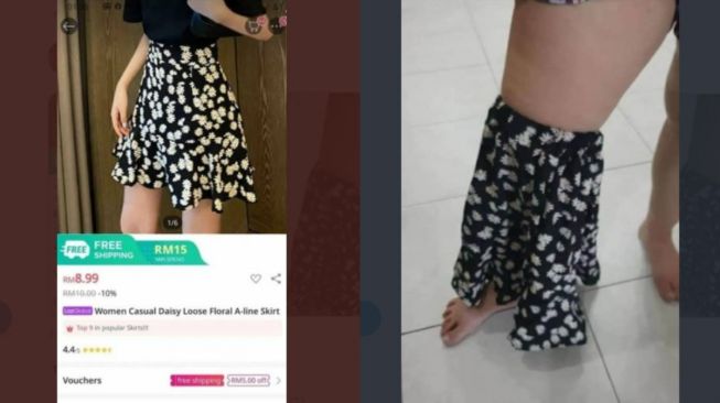 Terlalu Mini, Lingkar Pinggang Rok Ini Cuma Muat di Satu Kaki (twitter.com/txtdarionlshop)