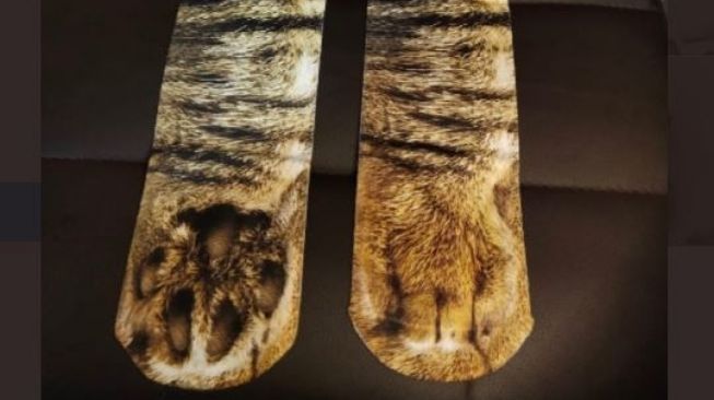 Penampilannya Bikin Kaget, Viral Pria Beli Kaus Kaki Motif Bulu Kucing