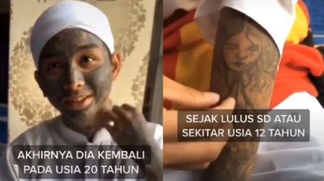 Pemuda bertato jadi muazin - (TikTok/@terdalam_)