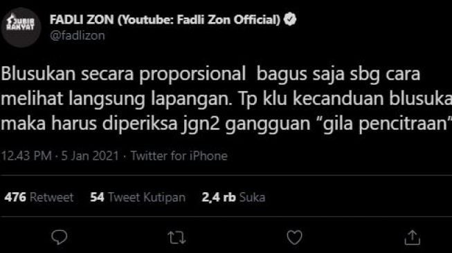 Bahas Soal Blusukan dan Pencitraan, Fadli Zon Sindir Siapa?