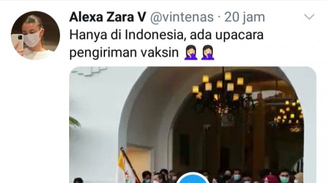 Pengguna Twitter mengomentari video upacara pengiriman vaksin di Indonesia