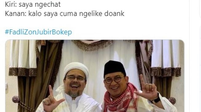 Abu Janda Pasang Foto Habib Rizieq-Fadli Zon: Kiri Ngechat, Kanan Ngelike