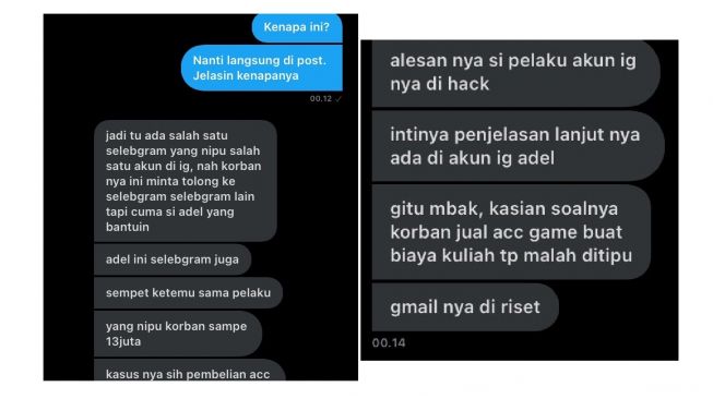 Oknum selebgram diduga tipu gamer hingga belasan juta rupiah (twitter.com/AREAJULID)