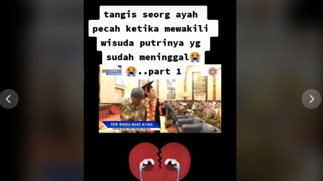 Haru! Wakili Wisuda Putrinya yang Meninggal, Tangis Pria Ini Tak Terbendung