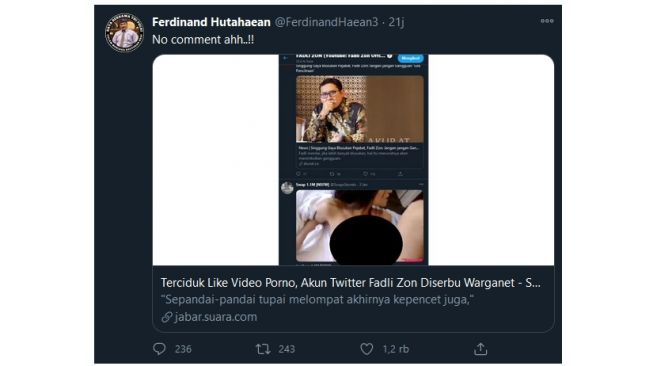 Cuitan Ferdinand Hutahaean soal Fadli Zon sukai video porno