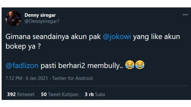 Cuitan Denny Siregar soal Fadli Zon sukai video porno