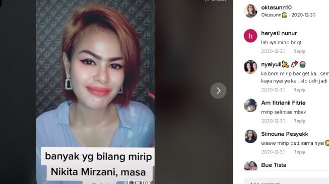 Cewek mirip Nikita Mirzani. (Kolase Tiktok)