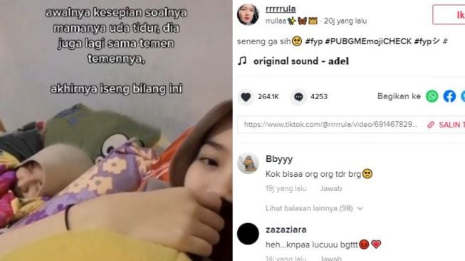 Video cewek nginep di rumah pacar. (Tiktok/@rrrrula)