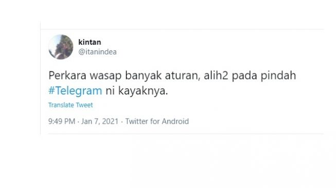 Cuitan warganet soal #Telegram. [Twitter]