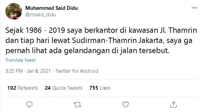 Cuitan Said Didu soal Mensos Risma pekerjakan tunawisma di BUMN