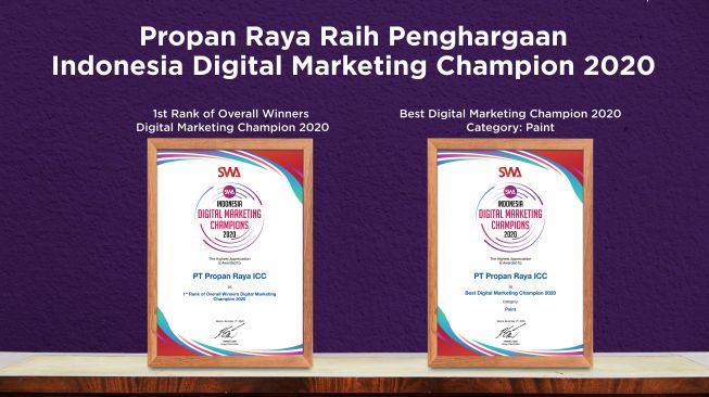 Propan Raya Raih 2 Penghargaan Indonesia Digital Marketing Champions 2020