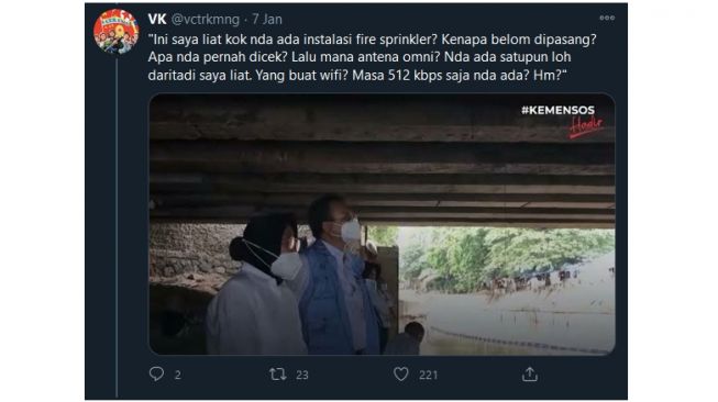 Parodi Mensos Risma saat blusukan (twitter.com/vctrkmng)