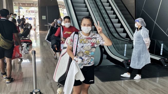 Pebulutangkis spesialis ganda campuran Indonesia, Melati Daeva Oktavianti menjalani tes usap PCR selama persiapan jelang mengikuti tiga turnamen Asia di Bangkok, Thailand pada 12-31 Januari 2021. [Dok. PBSI]