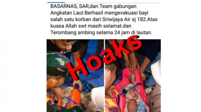 CEK FAKTA: Benarkah Foto Bayi Selamat dari Kecelakaan Sriwijaya Air?