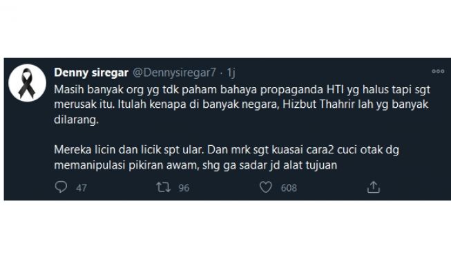 Cuitan Denny Siregar soal HTI (twitter.com/Dennysiregar7)