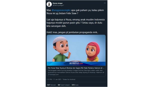 Kritik Film Nussa, Denny Siregar: Jangan Jadi Jembatan Propaganda Mereka!