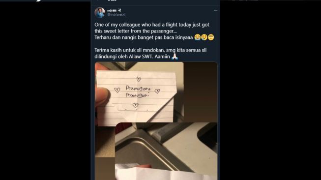 Semangati Om dan Mbak Pramugari, Unggahan Surat Kecil Ini Viral