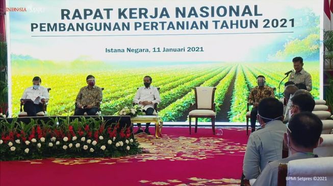 Rakernas Pembangunan Pertanian Tahun 2021, yang digelar secara virtual, Jakarta, Senin (11/1/2021). (Dok : Kementan)