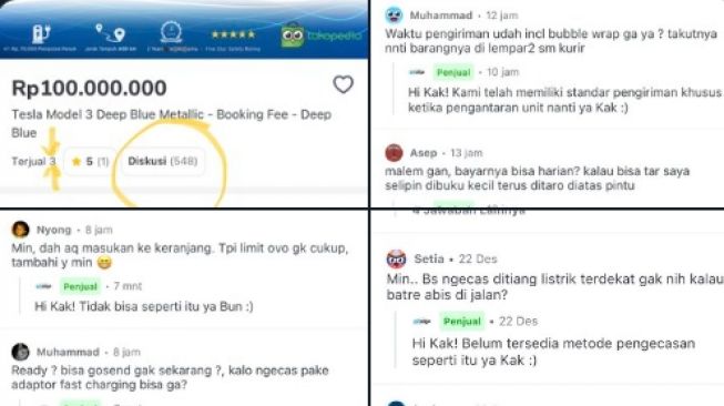 Viral Komentar Nyeleneh Warga +62 di Kolom PO Tesla, Bikin Geleng Kepala