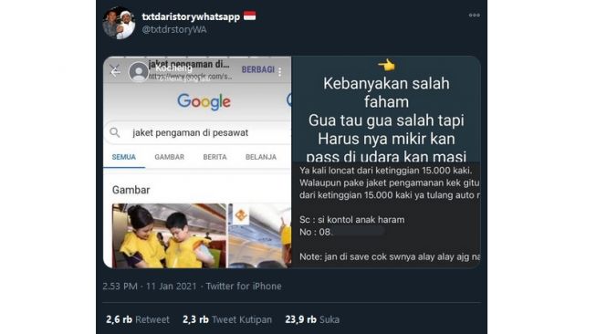 Beri Saran Pada Korban Tragedi Sriwijaya Air SJ182, Orang ini Malah Dihujat