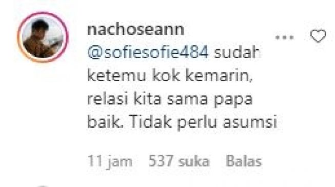 Jawaban Nicholas Sean. (Instagram)