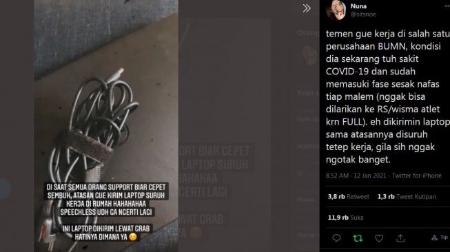 Viral curhat tetap kerja meski sulit bernapas karena Covid-19 (Twitter)