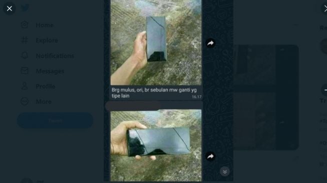 Tangkapan layar chat niat menjual ponsel mulus. [Twitter]